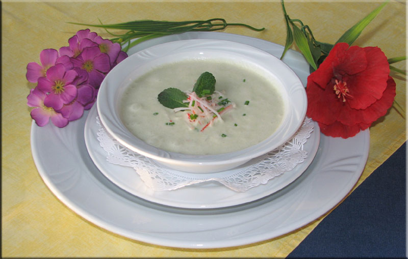 Cucumber Vichyssoise with Crabmeat and Mint