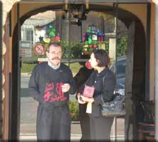 Martha and the host at the visitor center