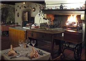 Dining room with wood fire