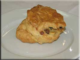 puff pastry with onions, mushrooms, and bacon